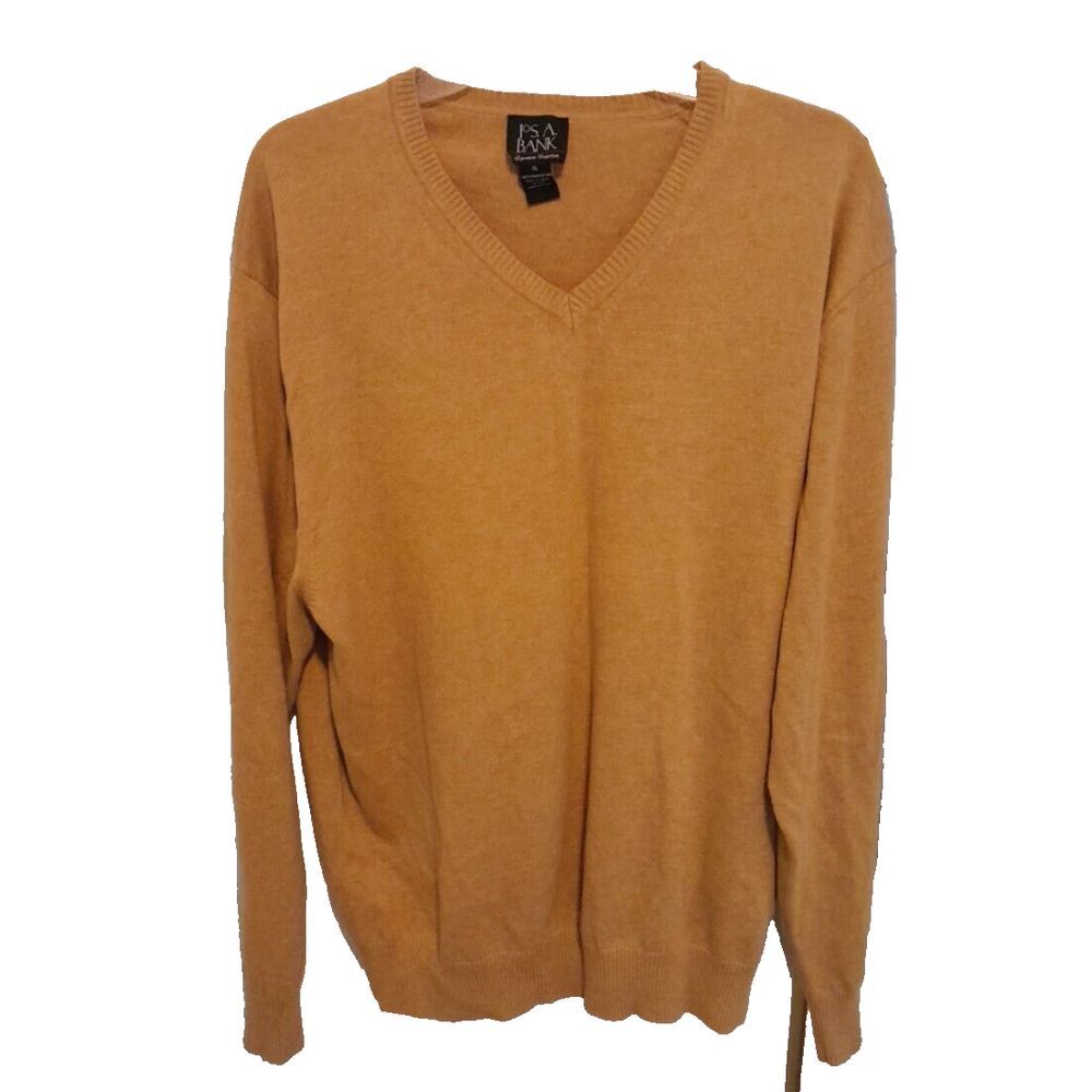 Jos A Banks Sweater Mens‎ XL Gold Signature Coll Long Sleeve 100% Pima Cotton